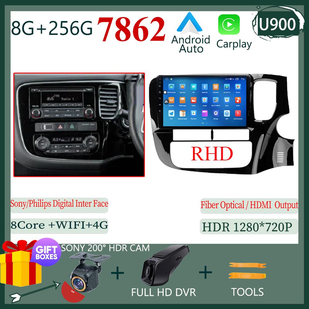 Wireless CarPlay Android 14 Auto Radio For Mitsubishi Outlander 3 GF0W GG0W 2012-2018 Car Multimedia GPS No 2din Touch Screen