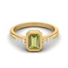 Bezel Set 0.77 Ctw Emerald Cut Peridot 925 Sterling Silver Gold Vermeil Solitaire Women Engagement Ring