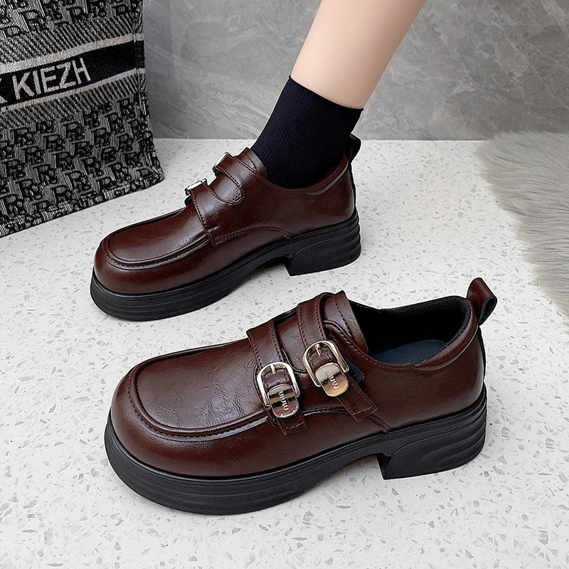 French Retro Black Heightened Platform Small Leather Shoes Women's 2025 New Spring and Autumn Versatile Skirt Mary Jane Single Shoes