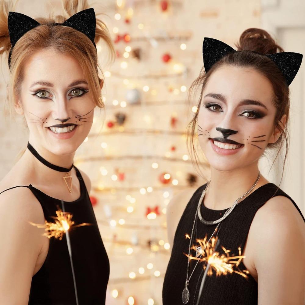 Universal Halloween Cat Ear Headband Shinny Cosplay Cat Ear Headpiece Cute Cat Ear Hair Hoop Kid