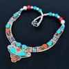 Turquoise, Coral 925 Sterling Silver Necklace Tibetan Silver Necklace Bohemian Antique Necklace Handmade Jewelry Nepali Necklace Gift For Wife