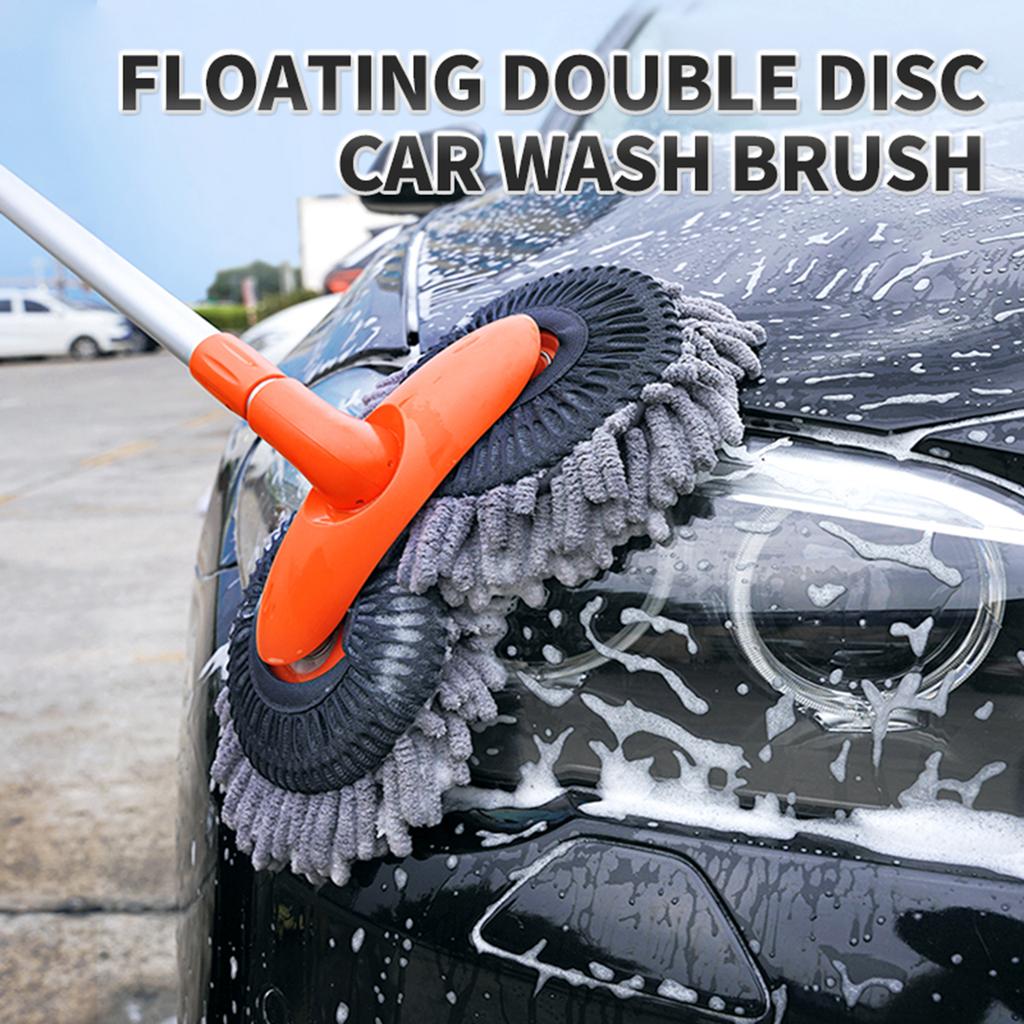 Car Wash Mop Double Head Brush with Adjustable Pole Car Cleaning Detailing Wash Brush Microfiber Duster Washing Detailing Cars