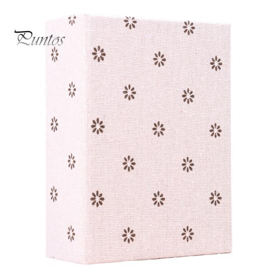 Retro Style Photo Album Mini Printed Fabric Slip-In Album, Portable Floral Print Scrapbook with Transparent Sleeve Pages, Lightweight No Paste Pocket
