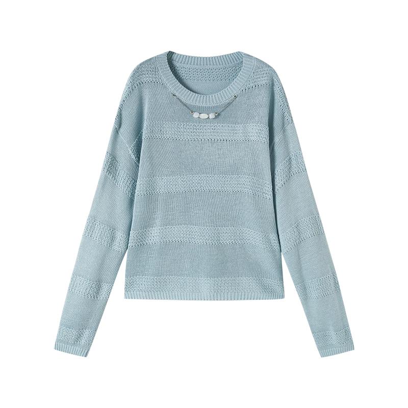 Women s Round Neck Long Sleeve Knit Sweater S