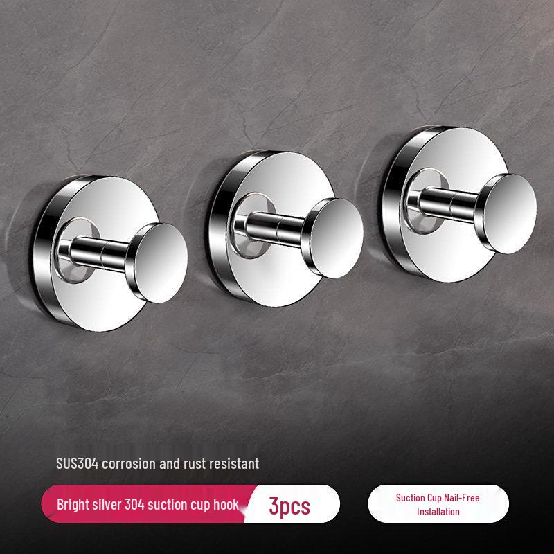 304 Stainless Steel Rotating Suction Cup Hook – Strong, No-Drill, Load-Bearing Hook for Kitchen, Bathroom, and Toilet.