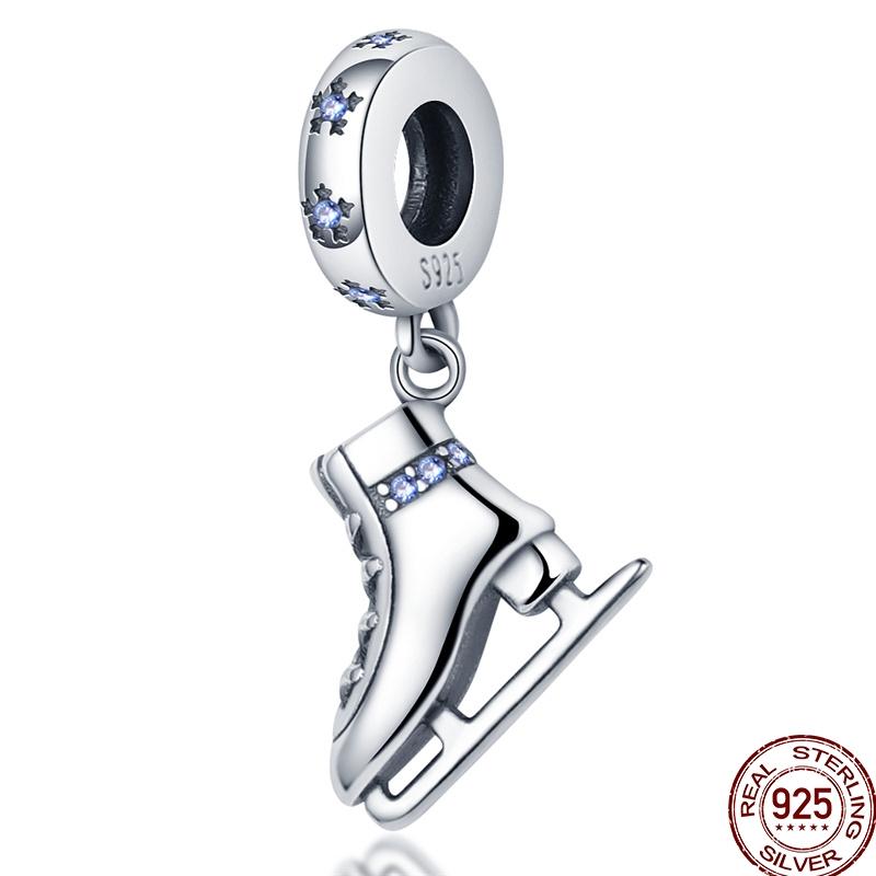 925 Silver Sports Charm Bracelet DIY For Women Ice Skates Basketball Tennis Badminton Volleyball Beads Fine Jewelry