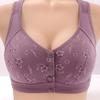 Supportive Wireless Bra with Front Buttons and Breathable Cotton Fabric