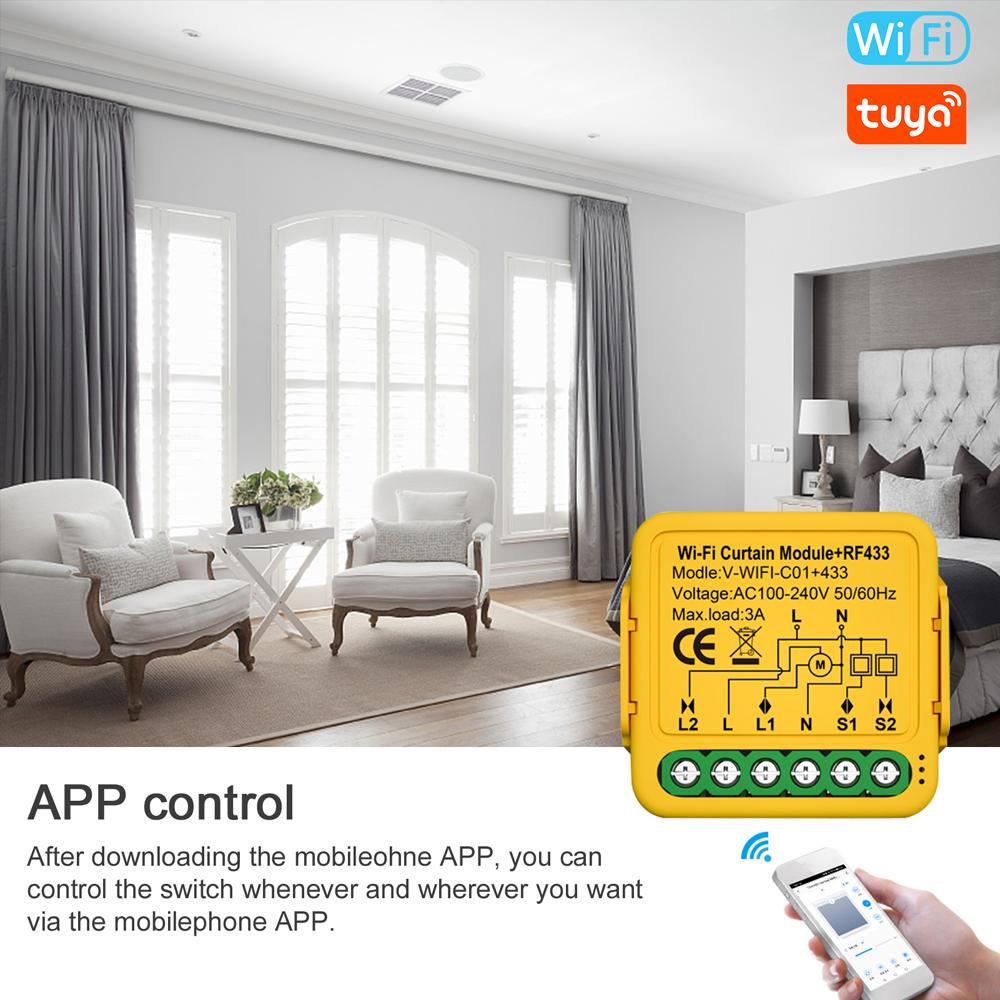

Tuya WIFI Intelligent 433 Curtain Module Louver Switch Electric Motorized Curtain Roller Shutter Control Switch APP разноцветный