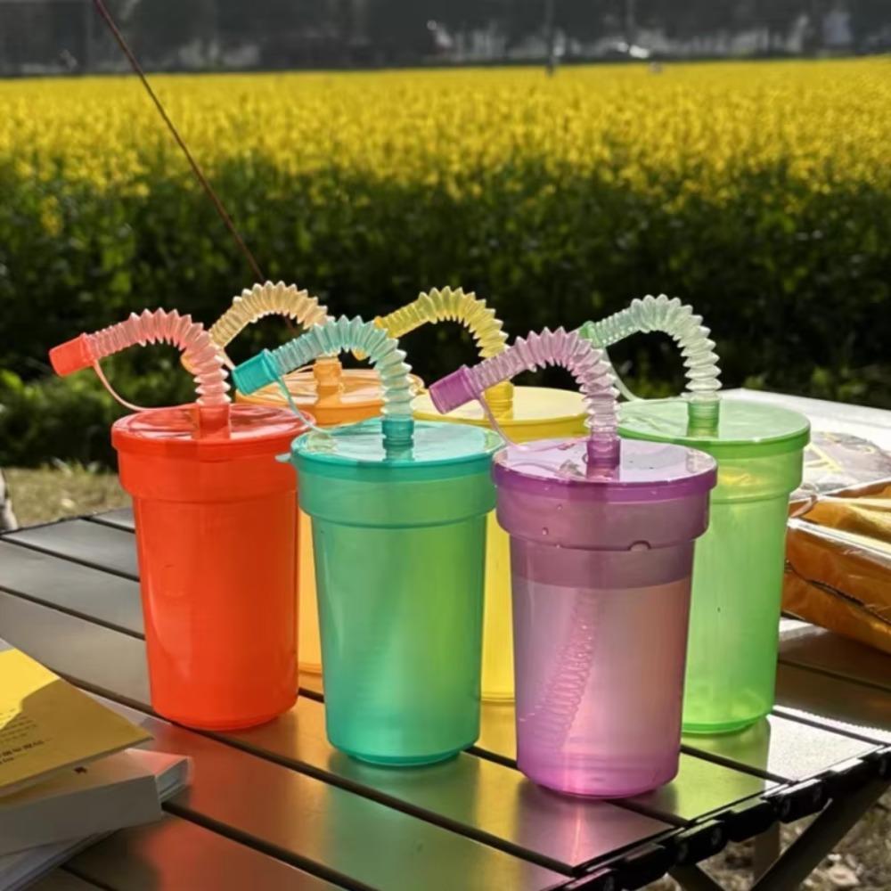 6pcs Colourful Straws Cup Spill-Proof Drinking Cup Party Drink Cups Sipper Cups Birthday Party