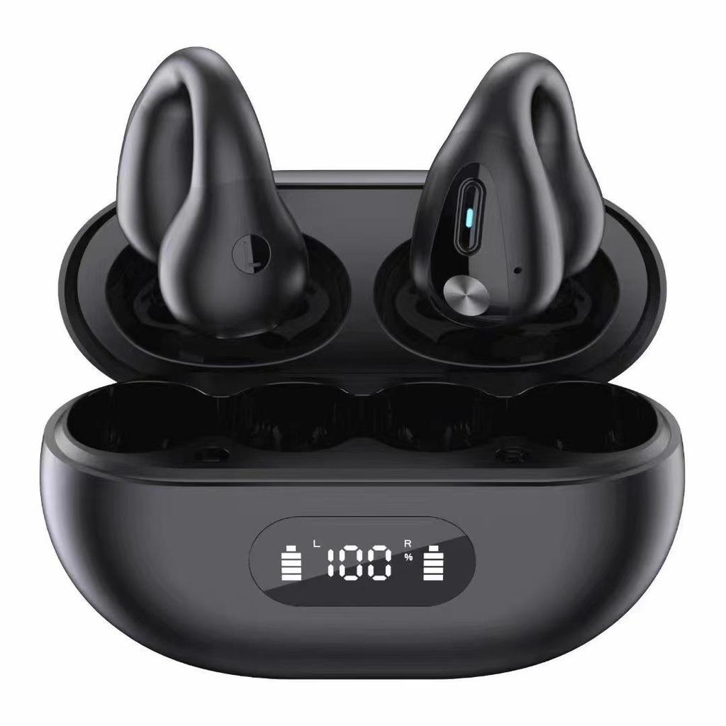 BH18 Low Power AI Dual Ear Clip Ear-Hook Bluetooth 5.3 Earphones with Digital Display