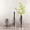 Metal Handicraft Flower Vase Geometry Stainless Steel Glass Laminated Saucer Shape Artistic Floral Arrangement Home Decoration