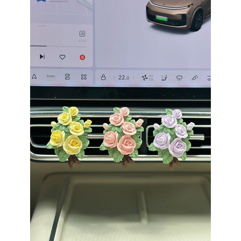 Car Air Freshener Rose Diffuser Stone, Elegant Floral Car Vent Decoration Pendant, Light Fragrance Gift with a High-End Feel