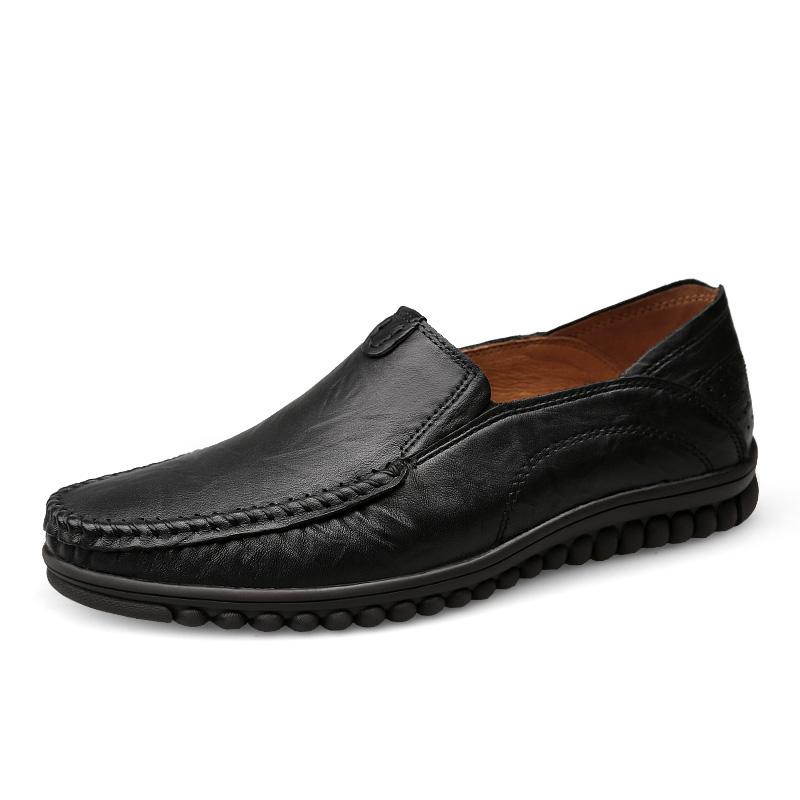 Genuine Leather Men's Casual Shoes 2024 New Round-Toe Luxury Loafers Men Brand Designer Driving Moccasin Men Soft Flats Retro