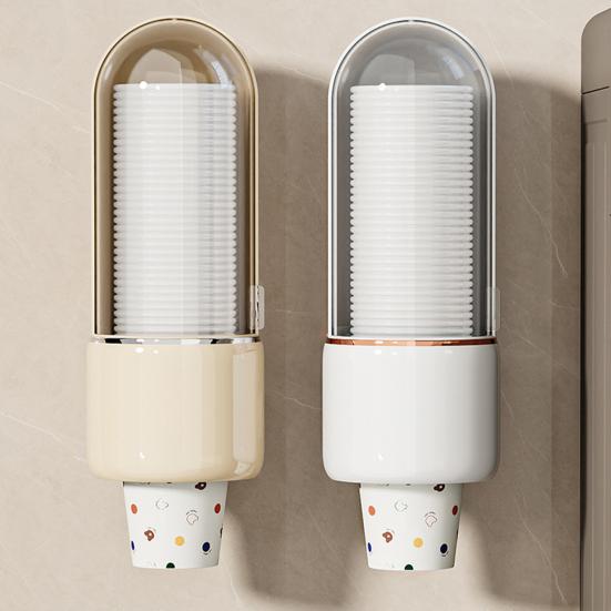 Yousheng Wall Mount Disposable Cup Dispenser Large Capacity Dustproof Transparent Design Easy to Install Water Cooler Cup Holder