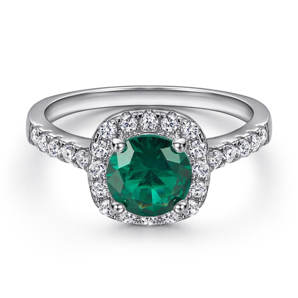 European and American jewelry set s925 sterling silver ring stud earrings necklace women's set emerald jewelry spot wholesale