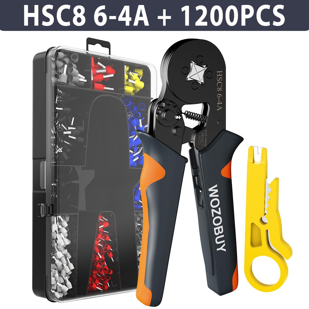 Ferrule Crimping Tool Kit, Self-adjustable Wire Ferrule Crimper Plier Set with 1200pcs Wire Terminals Wire Ends Ferrules