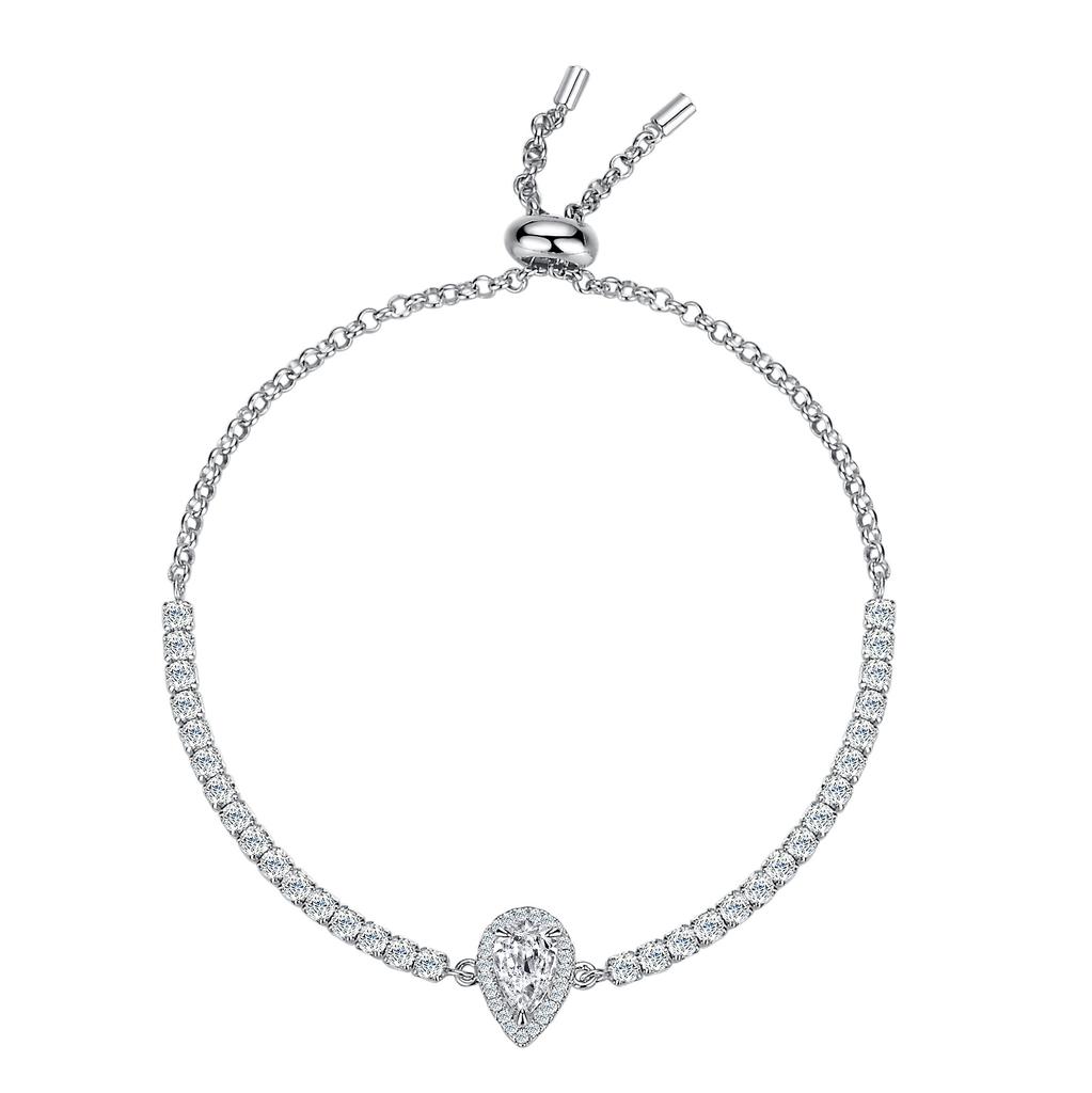 S925 Silver Bracelet Moissanite Bracelet Moissanite Water Drop Pear Shape Simple