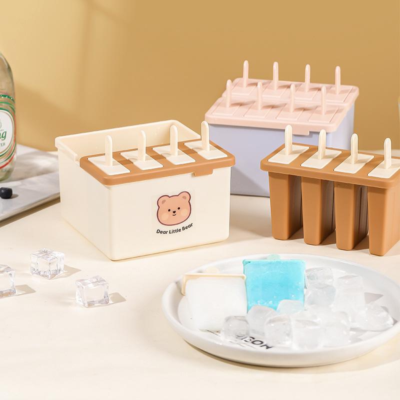 Eis am Stiel- und Eisform, lebensmittelecht mit Deckel, ein magisches Werkzeug für hausgemachtes Eis zur Herstellung von Eis am Stiel und Eiswürfelboxen