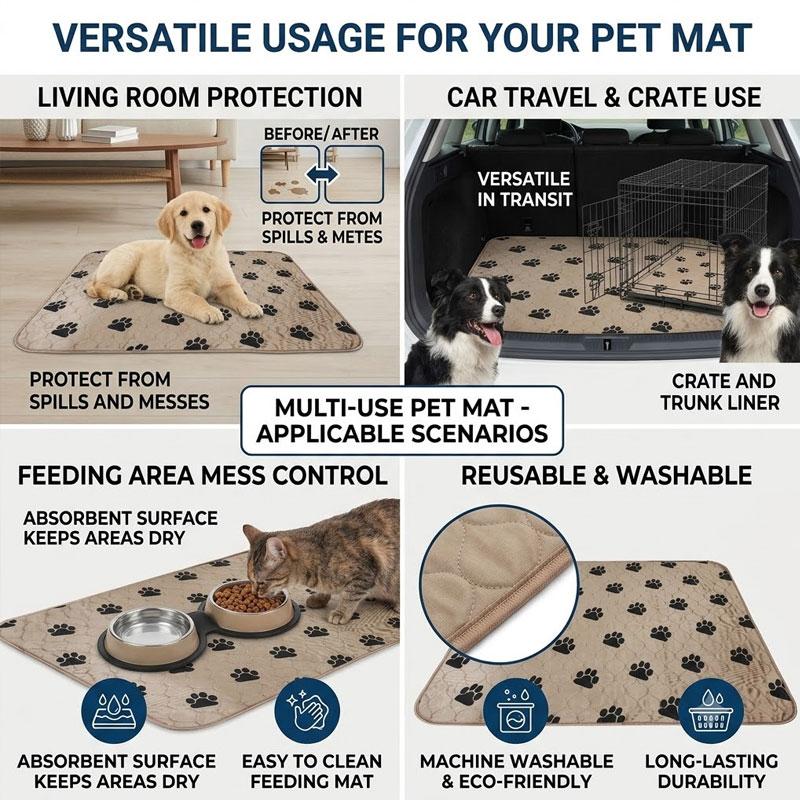 Dog Pee Pad Reusable Washable Dog Urine Mat Car Seat Floor Sofa Waterproof Absorbent Puppy Cat Training Diaper Mat Pet Supplies