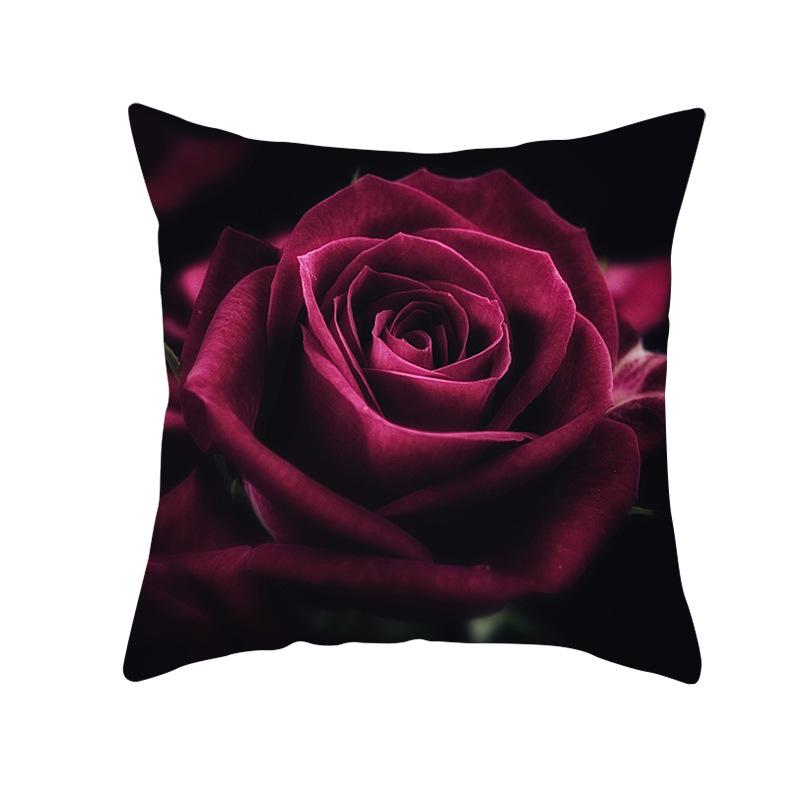 Black Rose Peach Skin Pillow Cover Car Pillow Cover Sofa Cushion Cover for Home Use