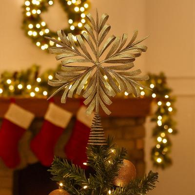 Gold Glitter Christmas Tree Topper Star Iron Sparkling Christmas Topper Decor Reusable Xmas Tree Ornament Home Decoration
