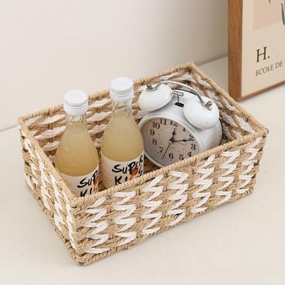 Hand Woven Rattan Storage Basket  Natural Tabletop Organizer for Snacks Cosmetics Home Decor
