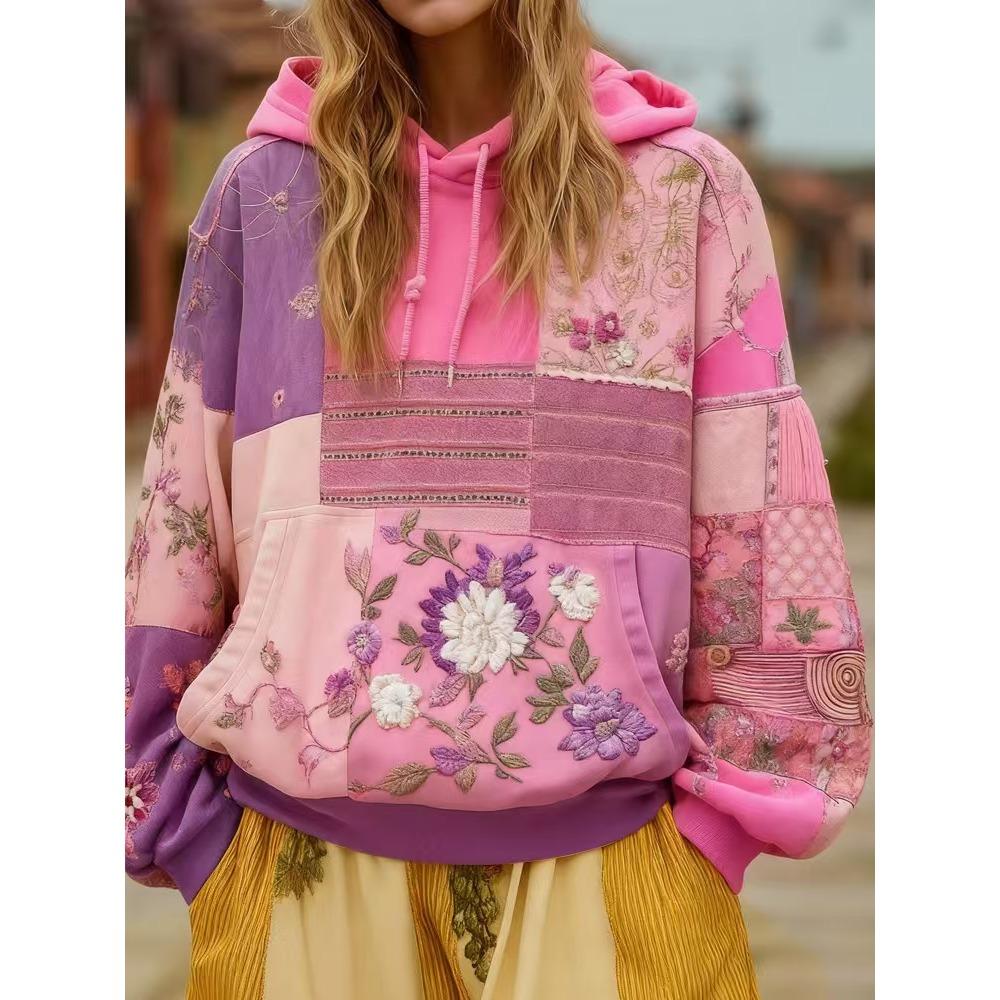 Spring Autumn Floral 3d Print Hoodie Women Fashion Casual European American Style Hoodie Streetwear Sweatshirt Women Clothes Top