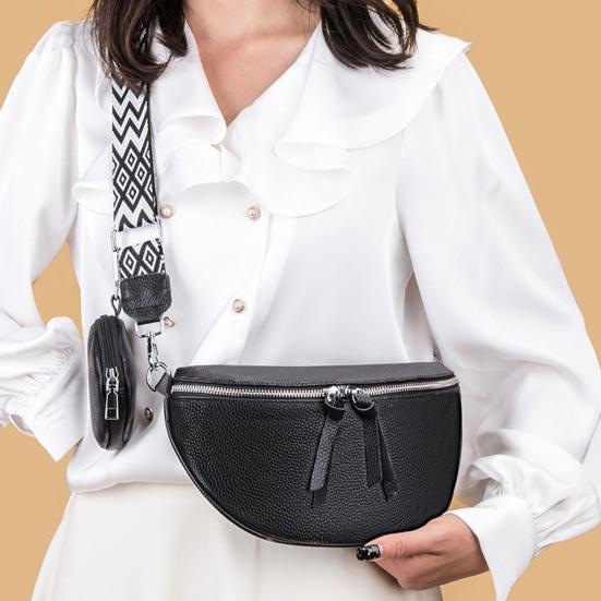 Crossbody Sling Bag Women Leather Shoulder Bag Crossbody Purse with Adjustable Shoulder Strap Chest Belt Bum Bag for Travel Daily Errands