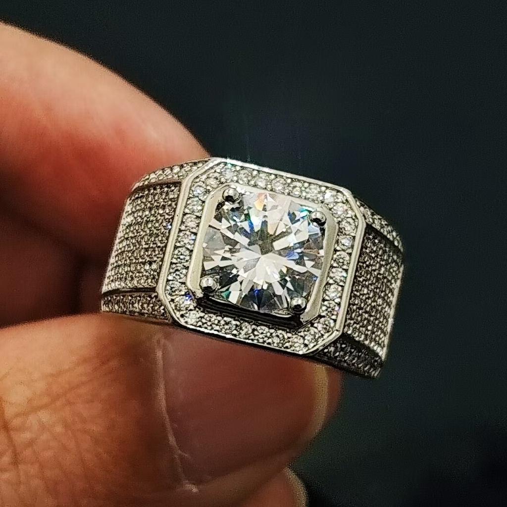 Imitation 1/3 Karat Voll Diamant Herrenring Modisch Vielseitig Live Dominant Zigeunermann Ring