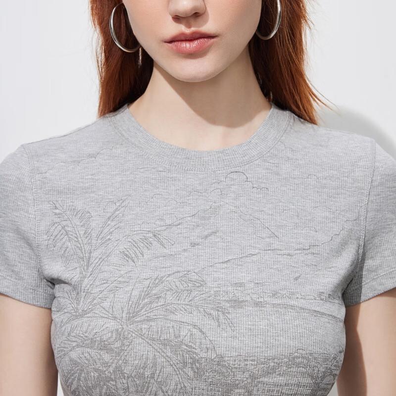 ONLY 2026 Spring Elegant Sketch Landscape Print Short Sleeve T-Shirt