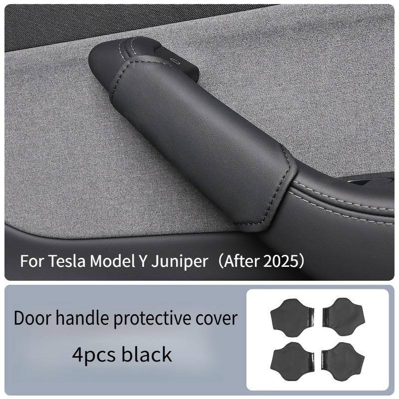 For Tesla Model 3/Y 2025-2025 Leather Protective Case 4PCS Car Door Inner Handle Protector Cover Door Handle Gloves Accessories