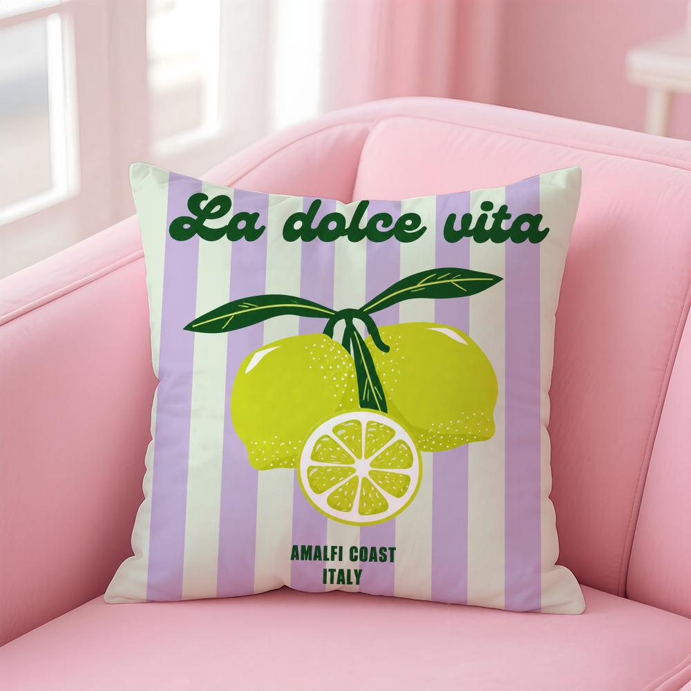 Lemon Amalfi Coast Cushion Cover Short Plush Soft DoubleSided Printing Pillow Case Cozy Sofa Bedroom Home Decor Gift
