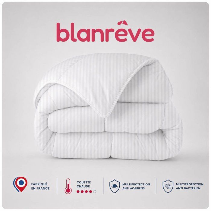 Couette Chaude Prestige Multi Protection - 100% Polyester - BLANREVE - 220 x 240 cm - Satin Rayé