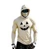 Men's Casual Long Sleeve Hooded Raglan Sun Top with Colorblock and Halloween Print