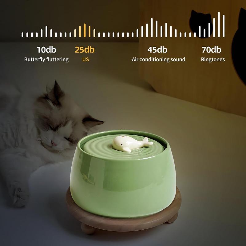 1.3L Ceramic Cat Water Fountain USB Charging Pet Water Feeders Dogs Automatic Circulating Filtration Flow Water Dispenser