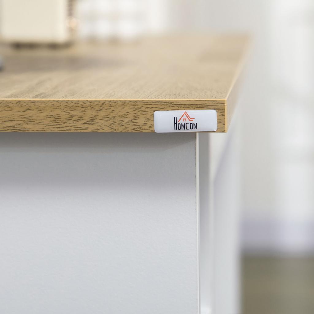Kitchen Cart with Cabinet and Adjustable Shelves, Swivel Wheels and Brake, 75x39.5x88 cm, White