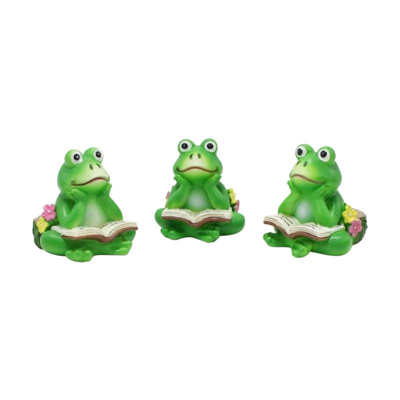 

Pack of 3 Small Frogs Statues Ornaments for Indoor and Outdoor Use as Pot Lifters and Decorative Planter Risers Feet 1