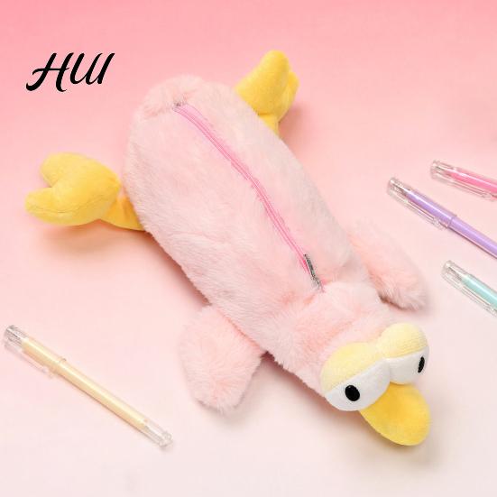 Süße Tier-Federtasche Plüschvogel-Etui, Kreative Flauschige Tasche, Form-Schreibwaren-Aufbewahrung Lustiger Ausdruck Stifteetui für Schüler und Reisen Langlebig Weich