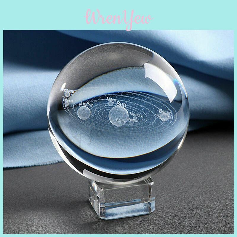 Stunning Laser Engraved Solar System Ball 3d Miniature Planets Sphere Glass Globe Decor
