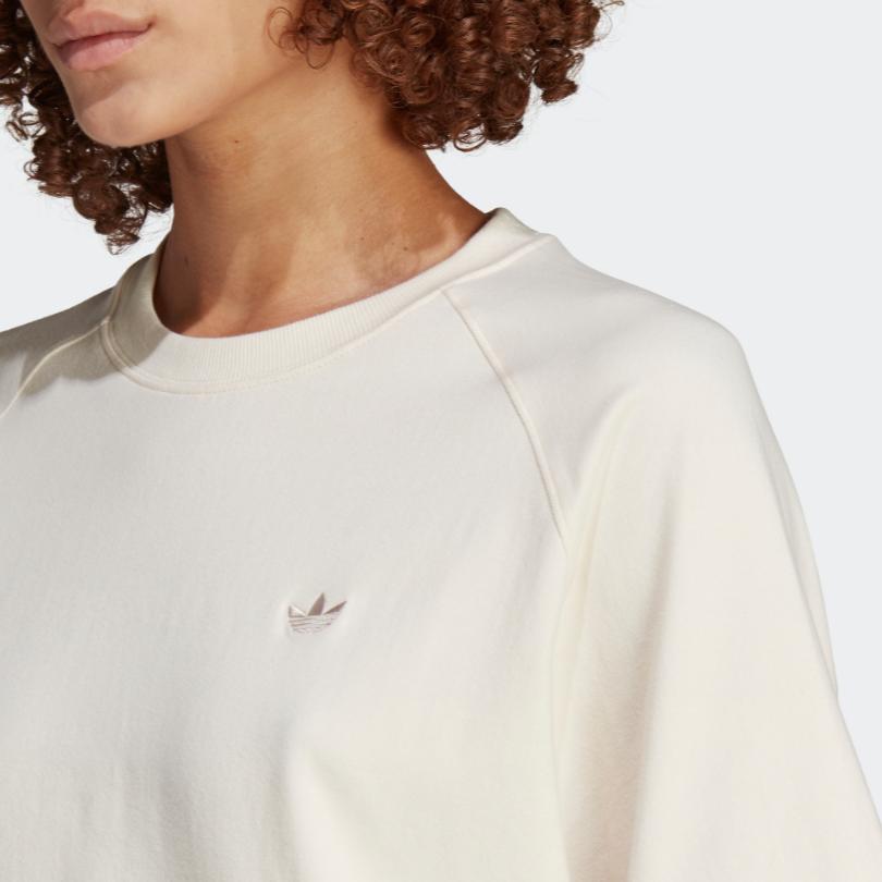 Adidas Originals Essential Premium Essentials Tee Solid Color Logo Ribbed Crew Neck Loose Fit Sports Short Sleeve Raglan T-Shirt Women Tops IC5252