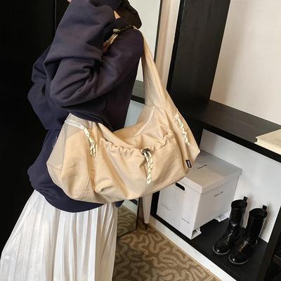 Versatile Solid Color Nylon Zipper Shoulder Bags  High Quality Simple Casual Handbags On Sale Soft Youth Commuting