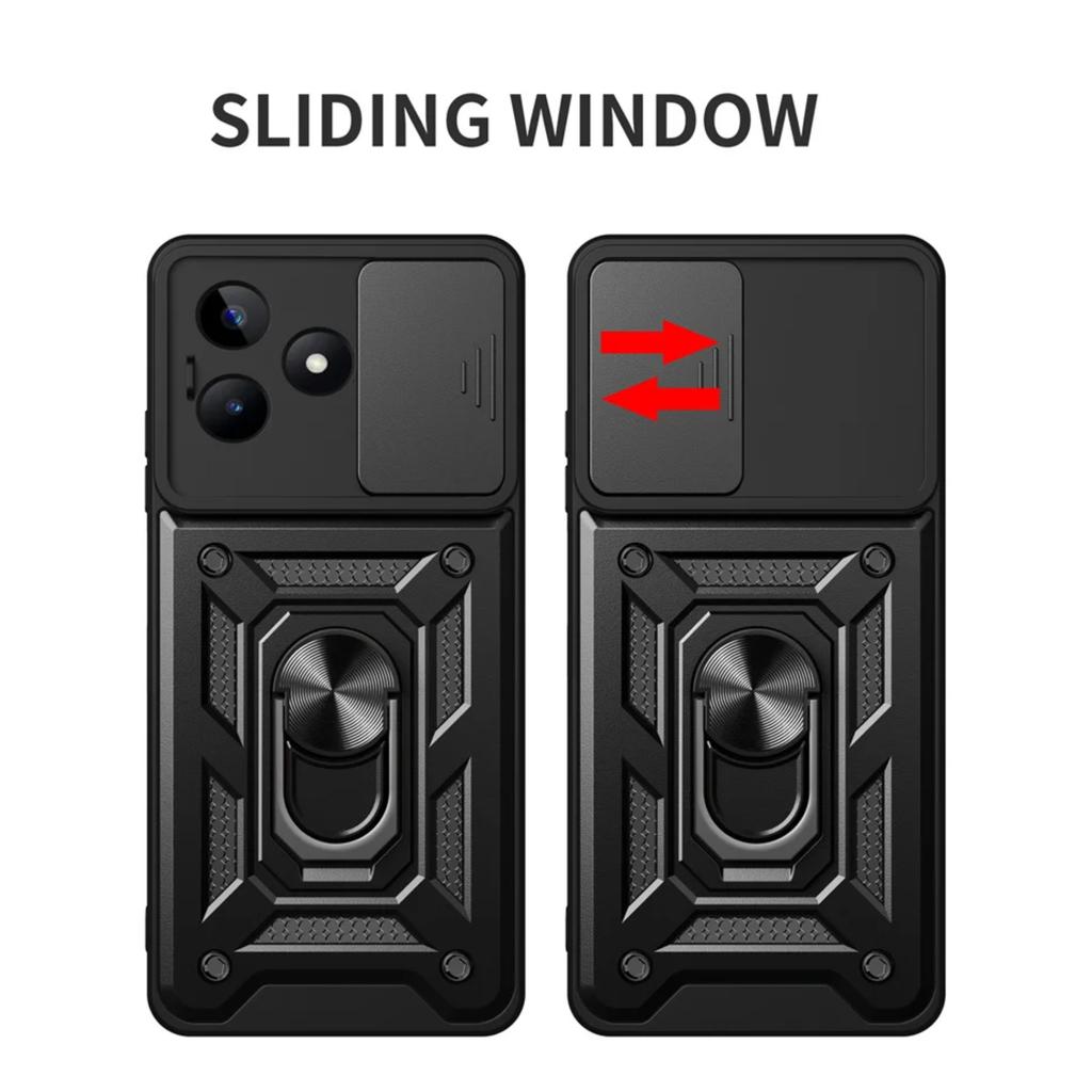 For Realme C53 4G Case Slide Camera Protect Armor Case For Oppo Realmi Realme C53 C 53 RealmeC53 Magnetic Holder Ring Cover