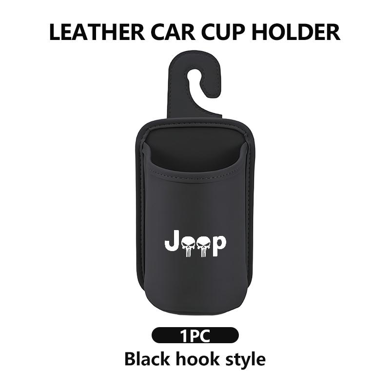 Leather Car Door Cup Holder Organizer Storage Bin Drink Rack Auto Cup Holder For Jeep Wrangler-JK Liberty JL Cherokee Patriot