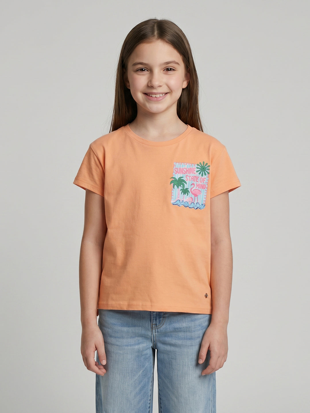 Monte Carlo Girl Regular Fit Peach Top 4-5 Years
