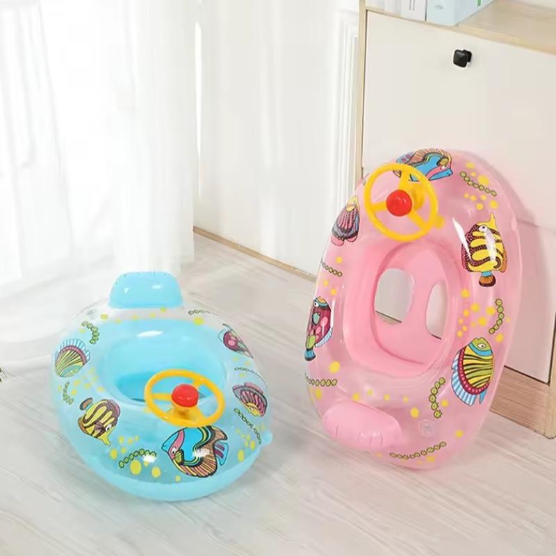 Baby Water Toys Swim Ring with Cartoon Animals Outdoor Pool Inflatable Seat Float Boat Water Play Games Accessories for Kids