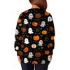 Women's Casual Fashion Long Sleeve Standing Collar Single Breasted Halloween Printed Workwear Jacket Tops