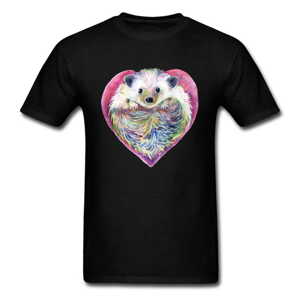 

Футболка HedgeHog Heart Чоловіча футболка Валентина Подарункова футболка Жінка Миловидність Одяг Каваї Мультфільм Топи Трійники Бавовняна Тканина Чорний 3XL чорний