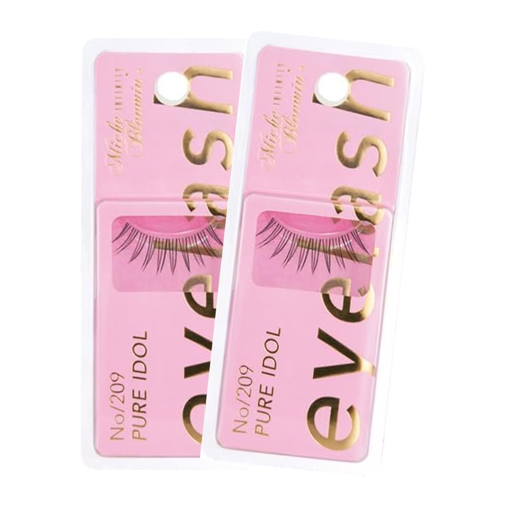 Miche Bloomin Eyelashes, No. 209 Pure Idol, Clumped Design, with Glue, 1 Pair (2 pieces)