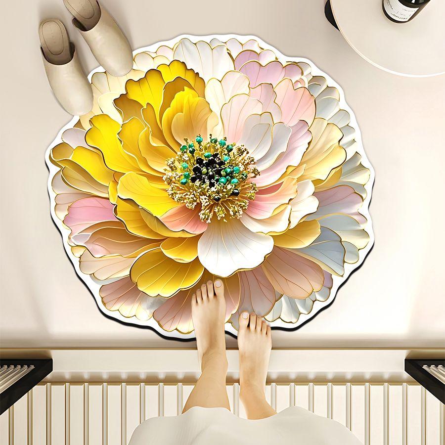 

Коврик для ванной комнаты с цветами, впитывающий и износостойкий коврик для цветов, домашний коврик для ванной комнаты, коврик для цветов Diameter 80cm