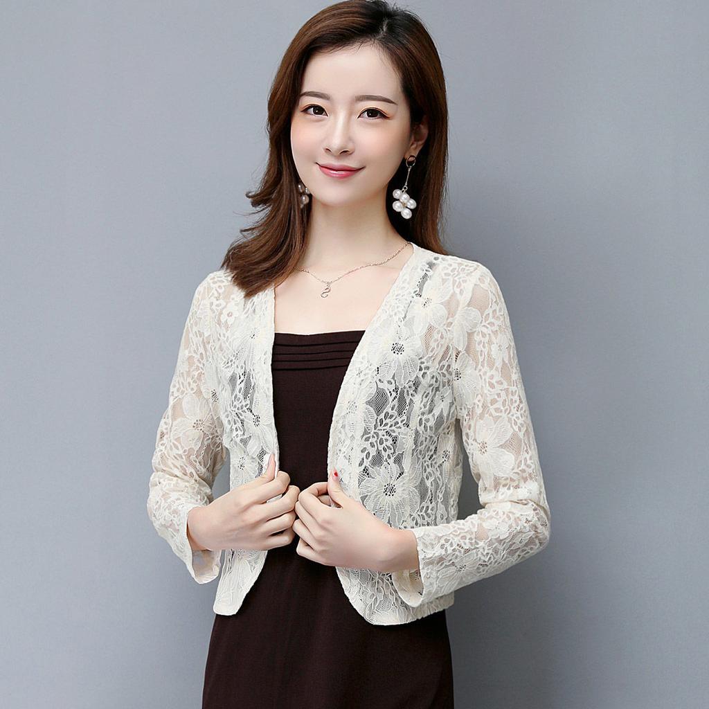 Lace Shawl Female Plus Size Cardigan Spring Summer Thin Coat Korean Version Sunscreen Air -conditioned Shirt